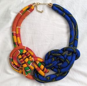 African textile rope necklace NWOT
